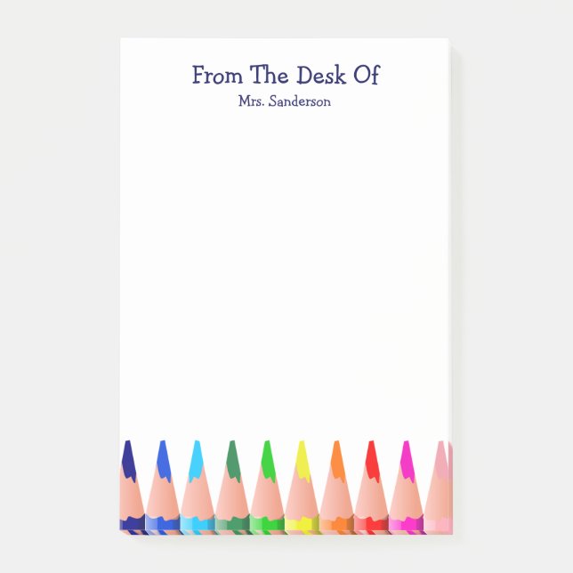 Post-it® Teacher Nom de la classe Cute Rainbow Pencils  (Devant)