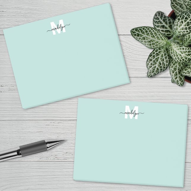Post-it® Teal Blue Monogram (Teal Blue Monogram Post-it Notes)