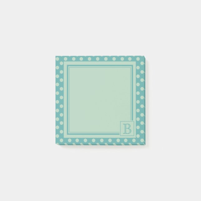 Post-it® Teal Monogram Polka Dot Pattern (Devant)