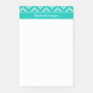 Post-it® Teal Turquoise LG Chevron Teal Name monogram