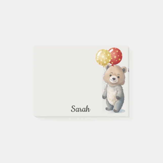 Post-it® Teddy Bear with Balloons Office Cadeau Ajouter un  (Devant)