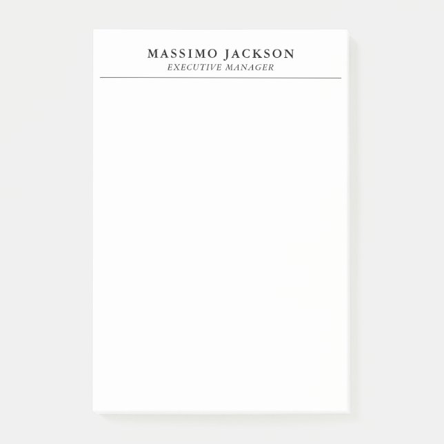 Post-it® Tendance Moderne Simple Noir & Blanc Professionnel (Devant)