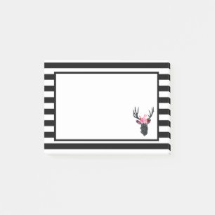 Post-it® Tête de cerf géométrique avec couronne florale