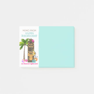 Post-it® Tête hawaïenne de tiki de palmier tropical drôle