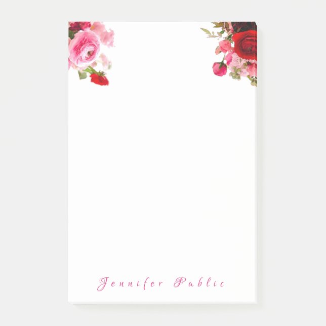 Post-it® Texte floral de nom d'écriture de roses (Devant)