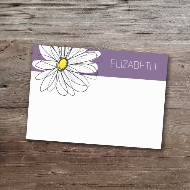 Post-it® Texte personnalisé marguerite mauve et jaune (Créateur téléchargé)