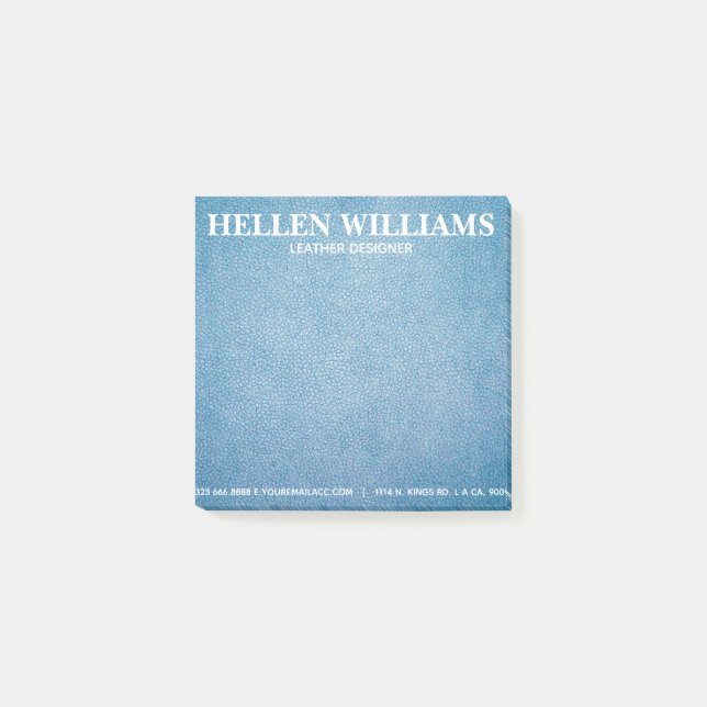 Post-it® Texture Bleue Faux Monogramme en cuir (Devant)