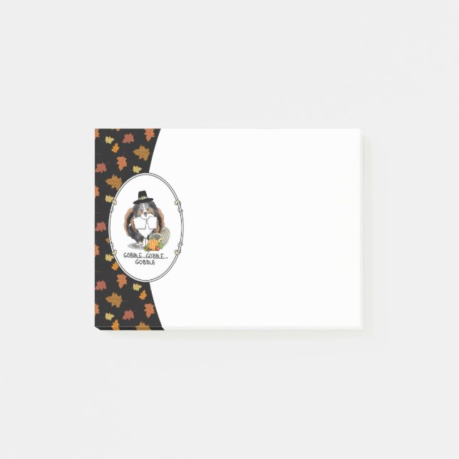 Post-it® Thanksgiving Shetland Sheepdog (merle bleu) Drôle (Devant)