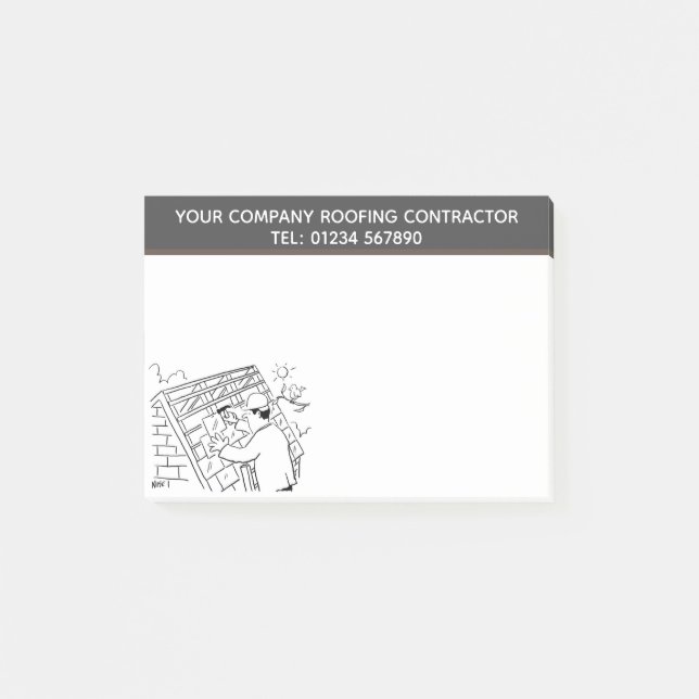 Post-it® Thème de dessin de l'entrepreneur de toiture pour  (Devant)
