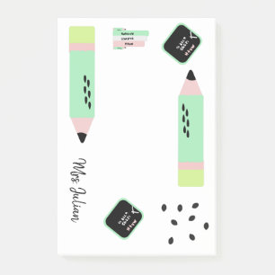 Post-it® Thème de pastèque Retour à l'école Enseignants Nom