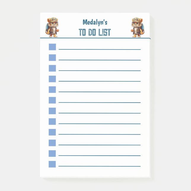 Post-it® Tigreau joyeux avec sac à dos et boisson (Devant)