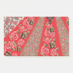 Post-it® Tissu rouge éclatant avec floral complexe et