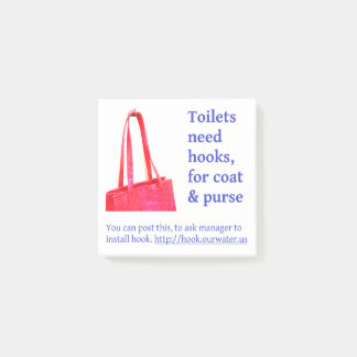 Post-it® Toilets need hooks, for coat & purse-Post-It Notes