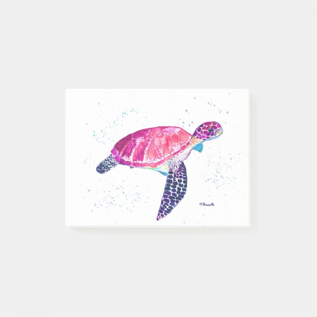 Post-it® Tortue de mer aquarelle océan hawaïen tropical (Devant)