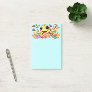 Post-it® Tortue de mer Bébé heureux et mignonne personnage
