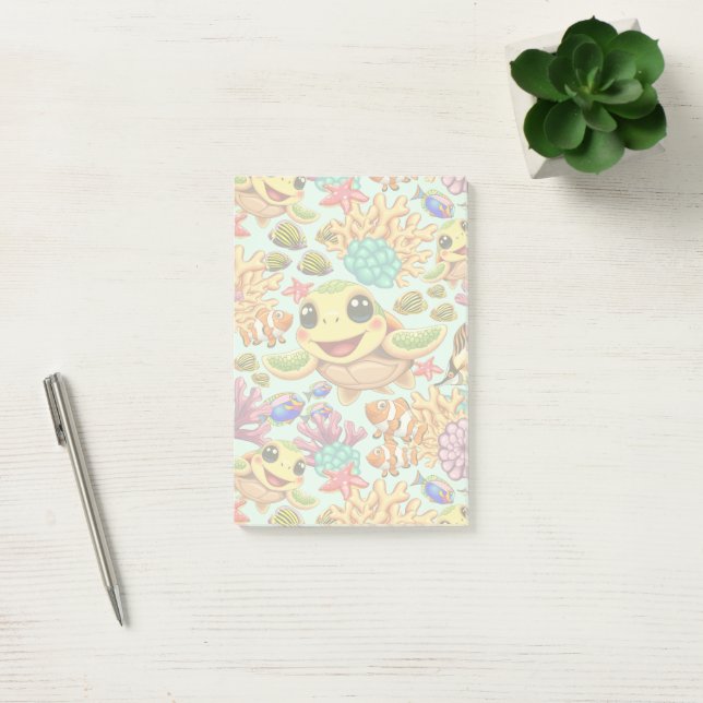 Post-it® Tortue de mer Bébé heureux et mignonne personnage (Bureau)