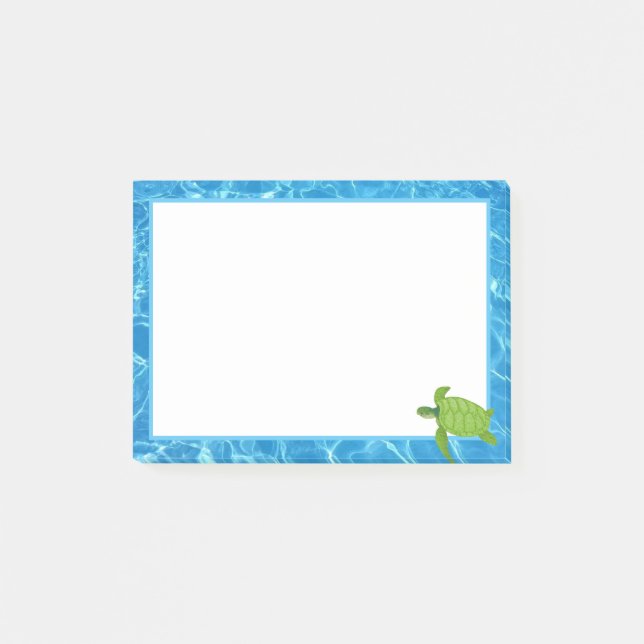 Post-it® Tortue de mer mignonne et cadre d'eau (Devant)