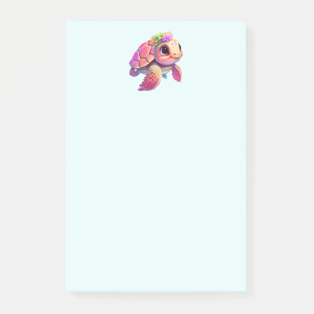 Post-it® Tortue de mer rose Whimsical & mignon (Devant)