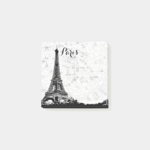 Post-it® Tour Eiffel Vintage Paris Carte Noir et Blanc
