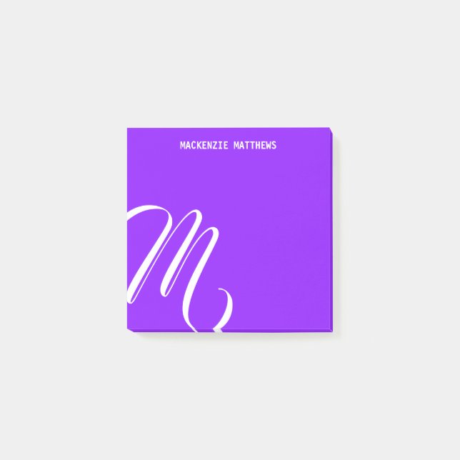 Post-it® Tourbillonnant Monogramme couleur violet Nom perso (Devant)