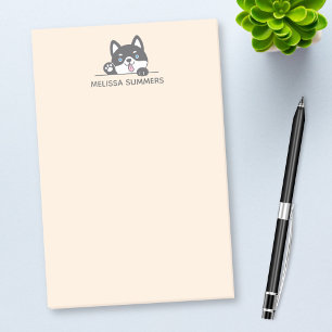 Post-it® Tourne de chien de Husky au-dessus du nom personna