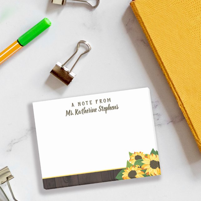 Post-it® Tournesol & Bois Une Note Du Nom En Script (Créateur téléchargé)