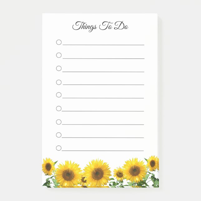 Post-it® Tournesols Choses à faire Lined Post-it Notes (Devant)