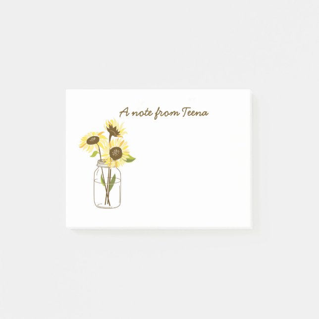 Post-it® Tournesols Dans Un Mason Jar Post-It Notes (Devant)