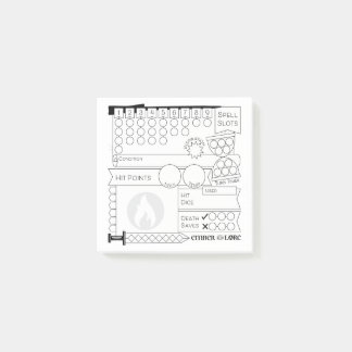 Post-it® Tracker de caractères TTRPG (HP, Spells, Turns)
