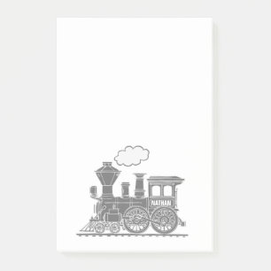 Post-it® Train à vapeur gris nommé un billet graphique il n
