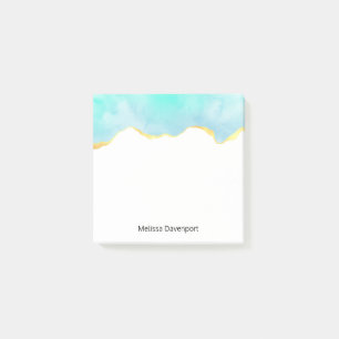 Post-it® Tranquille Tropical Vert Bleu avec bordure or