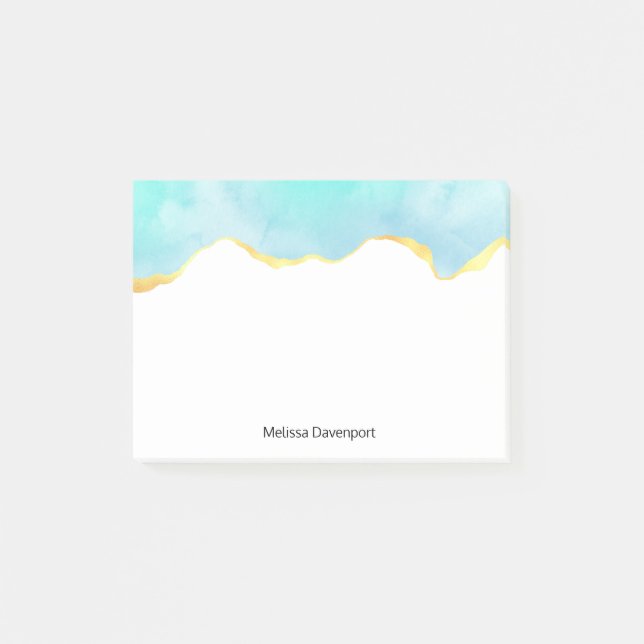 Post-it® Tranquille Tropical Vert Bleu avec bordure or (Devant)