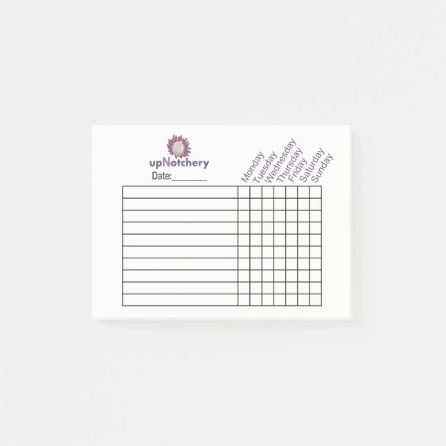 Post-it® traqueur hebdomadaire d'upNotchery (Devant)