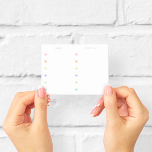 Post-it® Travail Liste de contrôle Cœurs Pastel Personnel