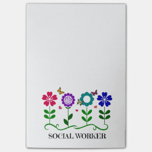Post-it® Travailleur social...Fleurs, Coeurs et Papillons