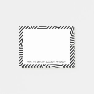 Post-it® Trendy Black and White Geometry Stripes avec nom