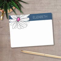Trendy Daisy Floral Illustration - navy and pink