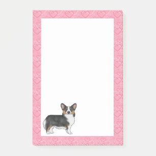 Post-it® Tricolore noir Pembroke Corgi gallois Aimer rose