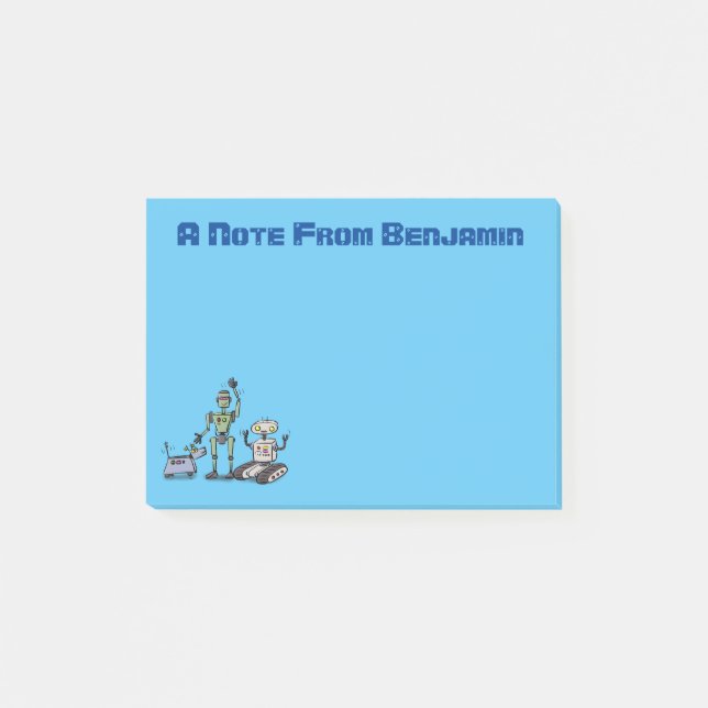 Post-it® Trio de robots mignons et heureux dessin animé (Devant)