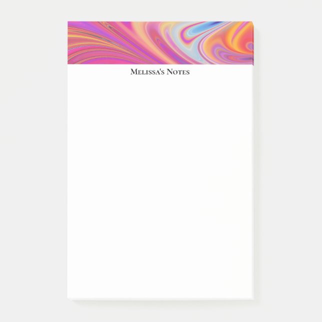 Post-it® Trippy rose et orange design Tourbillonnant (Devant)