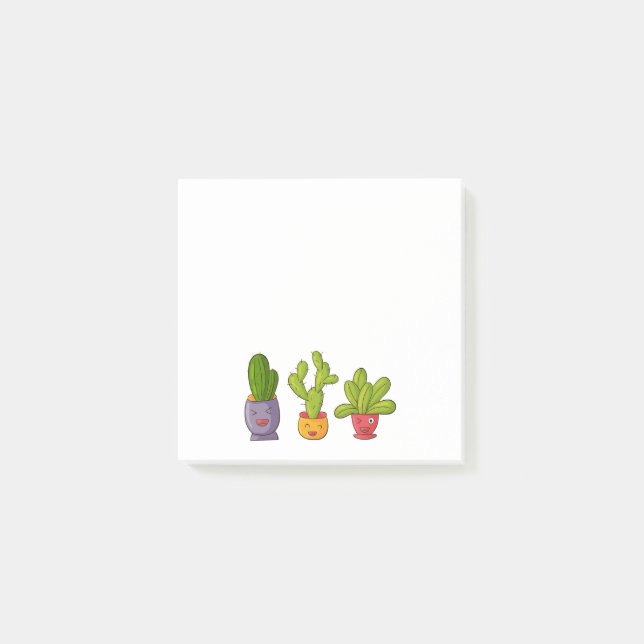 Post-it® Trois mignons cactus dans des pots de fleurs Illus (Devant)