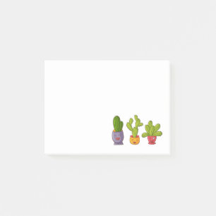 Post-it® Trois mignons cactus dans des pots de fleurs Illus
