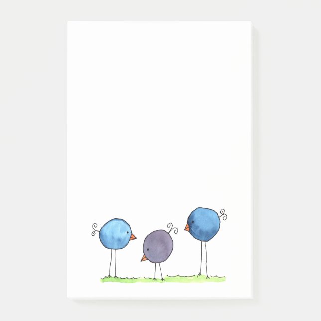 Post-it® Trois oiseaux d'aquarelle à lunettes (Devant)