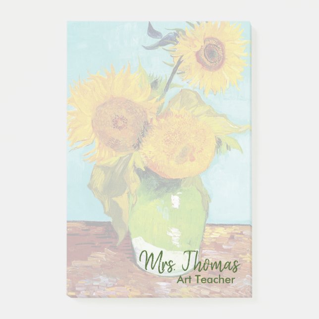 Post-it® Trois tournesols Customisés Notes 4x6 (Devant)
