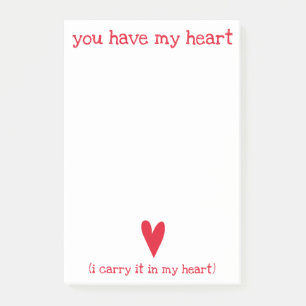Post-it® Tu as mon coeur   Poème de E.E. Cummings