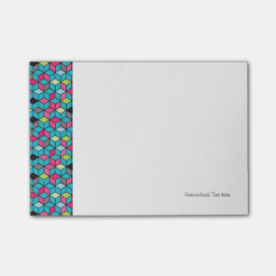Post-it® Turqouise et Motif de Cube rose
