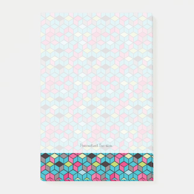 Post-it® Turqouise et Motif de Cube rose (Devant)