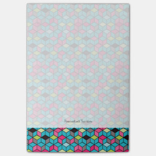 Post-it® Turqouise et Motif de Cube rose