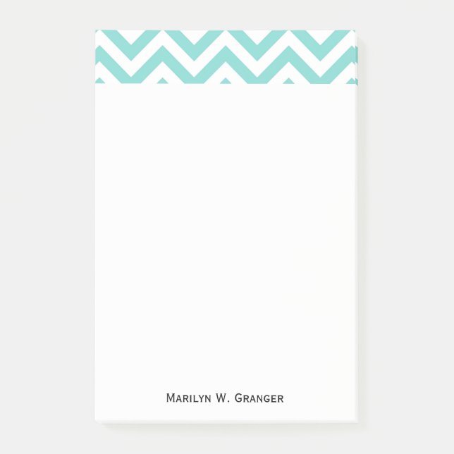 Post-it® Turquoise Aqua White Large Chevron ZigZag (Devant)