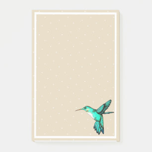 Post-it® Turquoise Colibri vert et points blancs